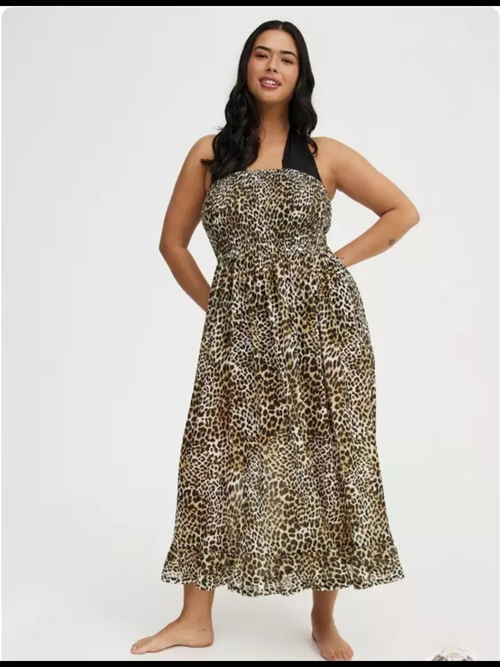 Leopard Print Maxi Swim Coverup Dress
